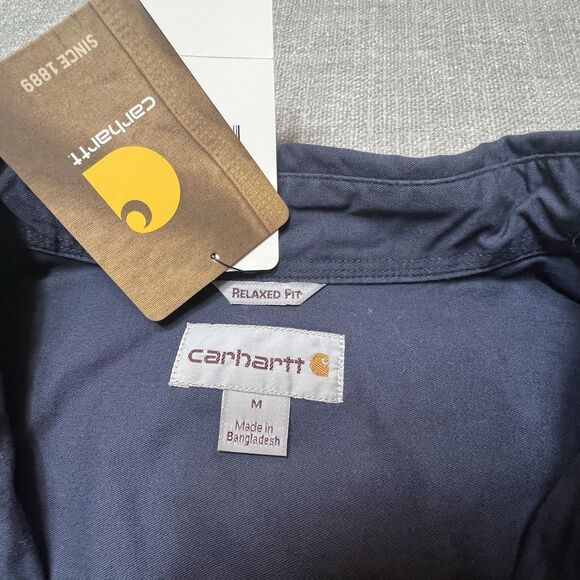 Carhartt Shirt Medium Blue Button Down Long Sleeve Work Casual 100085 Cotton - Picture 4 of 8